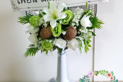 พวงหรีดพัดลมดอกไม้ประดิษฐ์