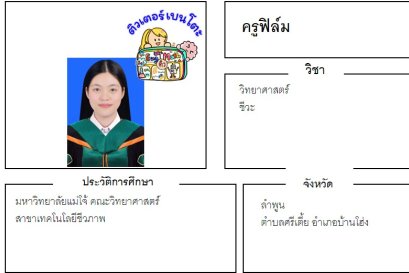 tutorbento.com ฟิล์ม สอนวิทยาศาสตร์ ชีวะ ลำพูน เรียนพิเศษที่บ้าน