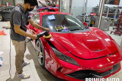 ขัดฟื้นฟูสภาพสีรถ Ferrari F8 Tributo ด้วยผลิตภัณฑ์ 3D Car Care และเครื่องขัดสีรถ Shine Mate รุ่น EX620