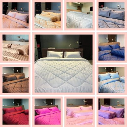 [แบ่งตัด/ม้วน] ผ้าโพลีเอสเตอร์ 300 เส้นด้าย มีหลายสี ลายริ้ว