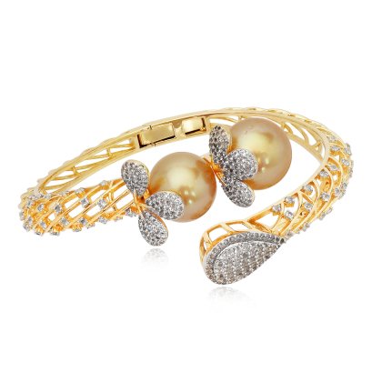 กำไลบานพับสปริงเถาวัลย์หยดน้ำไข่มุก South Sea Pearl