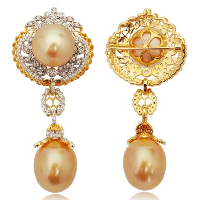 เข็มกลัดไข่มุก South Sea Pearl หรีดมะกอกรอยัล