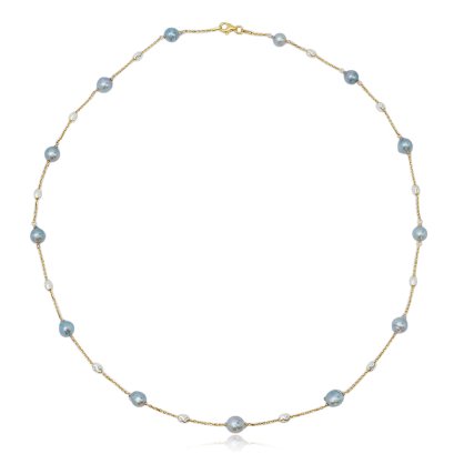 (ระบุความยาวและน้ำหนักหลังร้อย) 6.0 - 7.0 mm, Akoya Pearl, Station Pearl Necklace