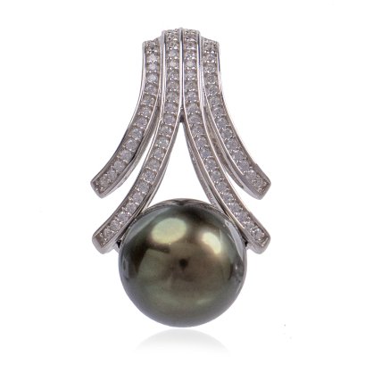 จี้ไข่มุก "ฮองเฮาประดับเพชร" ไข่มุก Tahitian Pearl