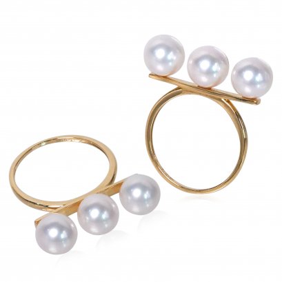 (GIA) แหวนทองแท้ ไข่มุก Akoya Pearl Triple Pearl