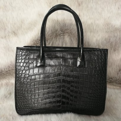 Genuine Albino Crocodile Leather Handbag, Alligator skin Women Shoulder Bag  25