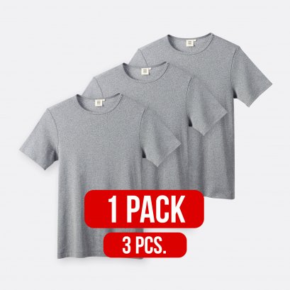Short sleeve round neck t-shirt GREY (1Pack)(3PCS.)