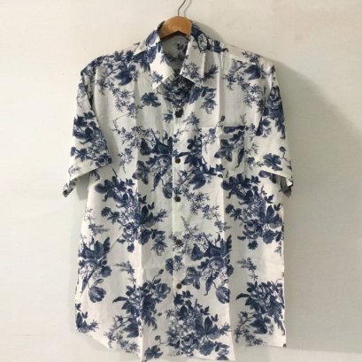 เสื้อเชิ้ต ผ้าป่านลายดอก