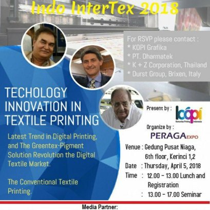  Mr. Zigrino’s talk on the technology innovation textile printing at technical seminar at Indo Intertex 2018