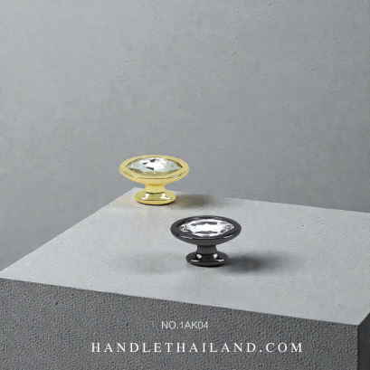 ปุ่มจับ (อะคริลิก-ซิงค์) สีดำเงา,ทองเงา 40x29 mm. 1AK04