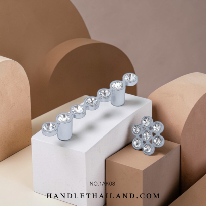 เซตมือจับ ปุ่มจับเพชร (ซิงค์) สีโครเมียมเงา  size 64,96 mm. 1AK08-CH