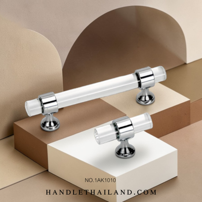 เซตมือจับ ปุ่มจับ (อะคริลิกใส-ซิงค์) สีโครเมียมเงา 1AK1010