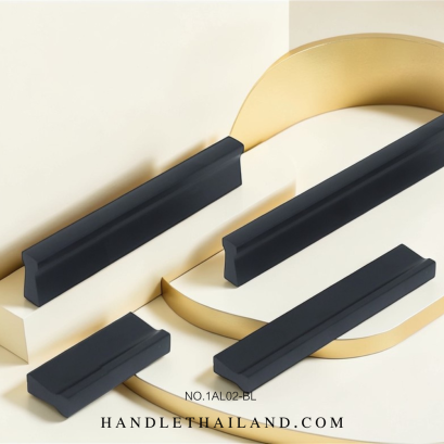 มือจับ (อะลูมิเนียม) ตัวที สีดำ size. 32,96,128,192,960 mm. 1AL02-BL