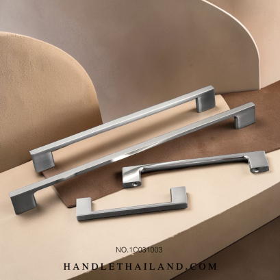 มือจับ (อะลูมิเนียม) นิกเกิลปัดแฮร์ไลน์ size 96,128,160,192,256 mm. 1C031003