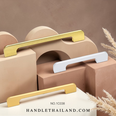 มือจับ (อะลูมิเนียม) สีทองด้าน, อโนไดซ์, แชมเปญโกลด์แฮร์ไลน์ size 96,128,160 mm. 1C038