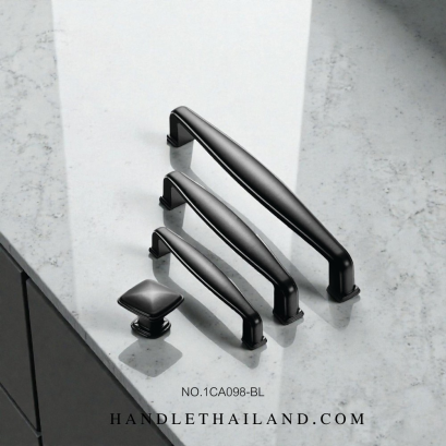 เซ็ตมือจับ ปุ่มจับ (ซิงค์) สีดำ size 96,128,160 mm. 1CA098-BL