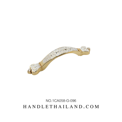 มือจับโบราณ (ซิงค์) สีขาว-ทอง size 96,128 mm. 1CA058-G