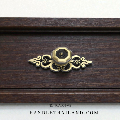 มือจับโบราณ (ซิงค์) สีดำ-เหลือง 39x23 mm. 1CA004-AB