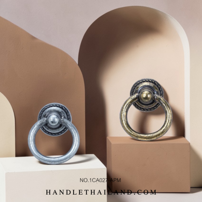 มือจับโบราณ (ซิงค์) สีดำ-เงิน, ดำ-เหลือง 36x17 mm. 1CA027