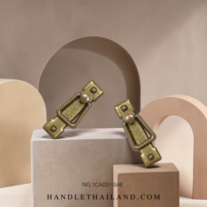 มือจับโบราณ (ซิงค์) สีดำ-เหลือง 64x95 mm. 1CA031-SAE