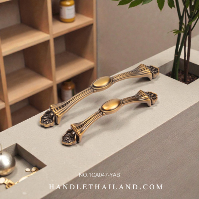 มือจับโบราณ (ซิงค์) สีดำ-เหลือง size 96,128 mm. 1CA047-YAB