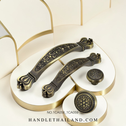 เซตมือจับ ปุ่มจับโบราณ (ซิงค์) สีดำ-เหลือง size 96,128 mm. 1CA058-AB