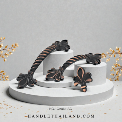 เซตมือจับ ปุ่มจับ โบราณ (ซิงค์) สีดำ-แดง size 64,96 mm. 1CA061-AC