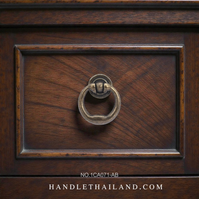 มือจับโบราณ (ซิงค์) สีดำ-เหลือง 45x26 mm. 1CA071-AB-45