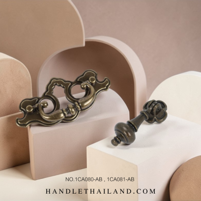 เซตมือจับ ปุ่มจับ โบราณ (ซิงค์) สีดำ-เหลือง 1CA080-1CA081