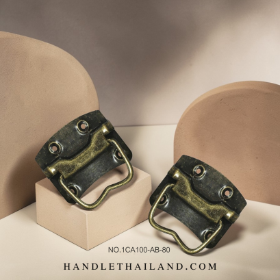 มือจับโบราณ (ซิงค์) สีดำ-เหลือง 45x26 mm. 1CA100-AB-80