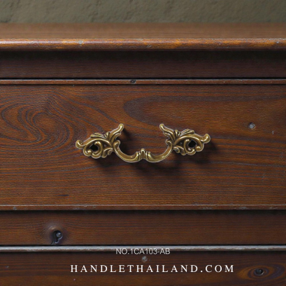 มือจับโบราณ (ซิงค์) สีดำ-เหลือง 64x146.5 mm. 1CA103