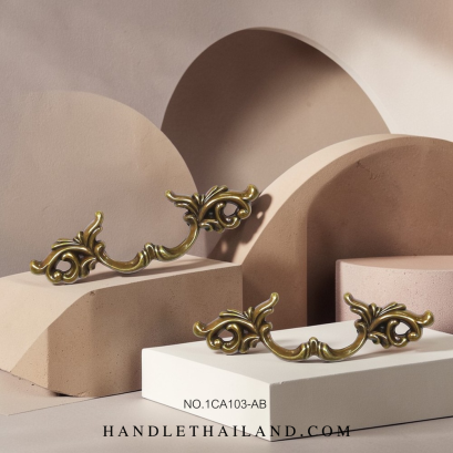 มือจับโบราณ (ซิงค์) สีดำ-เหลือง 64x146.5 mm. 1CA103