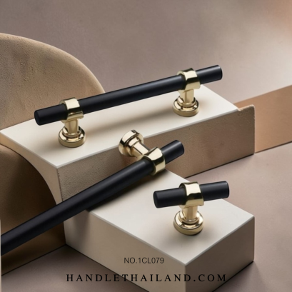 เซตมือจับ ปุ่มจับ (อะลูมิเนียม) สีทอง-ดำด้าน 1CL079