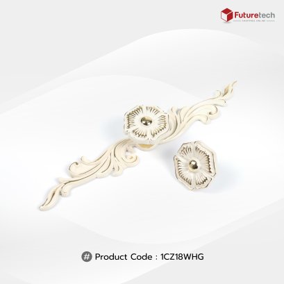 เชตมือจับ ปุ่มจับโบราณ สีขาว-ทอง 1CZ18WHG
