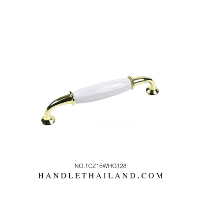 เซตมือจับ ปุ่มจับ (เซรามิก) สีขาว-ทอง 1CZ16WHG-1PS01