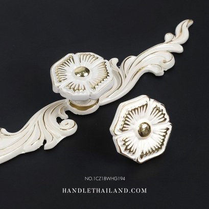 เช็ทมือจับ ปุ่มจับโบราณ สีขาว-ทอง 1CZ18WHG