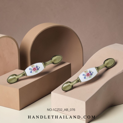 มือจับโบราณ (เซรามิก) สีดำ-เหลือง 76mm. 1CZ02-AB-076