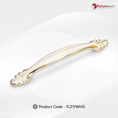 เซตมือจับ ปุ่มจับ (เซรามิก) สีขาว-ทอง 1CZ17WHG