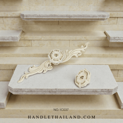 เชตมือจับ ปุ่มจับโบราณ สีขาว-ทอง 1CZ18WHG