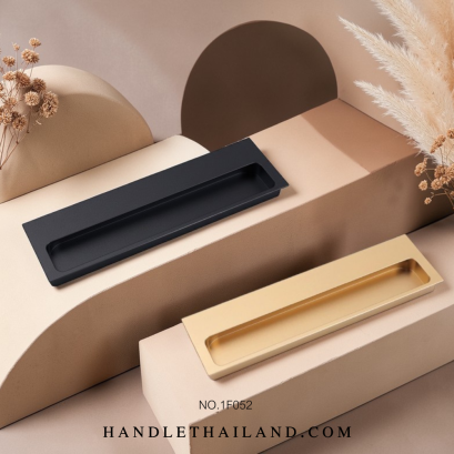 มือจับ (อะลูมิเนียม) สีดำ,ทองด้าน 51x200 mm. 1F052