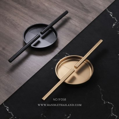 มือจับฝัง อลูมิเนียม สีทองด้าน, ดำด้าน (60 mm.) | 1F058