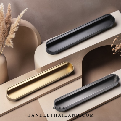 มือจับฝัง (อะลูมิเนียม) สีดำด้าน,เทาด้าน,ทองด้าน 27x160x13.5 mm. 1F071