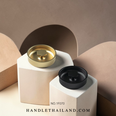 มือจับฝัง (ซิงค์) แบบกลม สีดำ,ทอง 60,80mm. 1F070