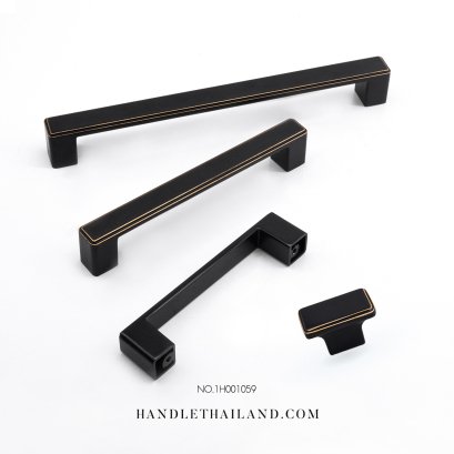 เซ็ทมือจับ ซิงค์อัลลอยด์ สีดำขอบทอง (096,128,192 มม.) | 1H001059