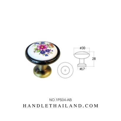 ปุ่มจับ (เซรามิก) สีดำ-เหลือง 30x28 mm. 1PS04-AB