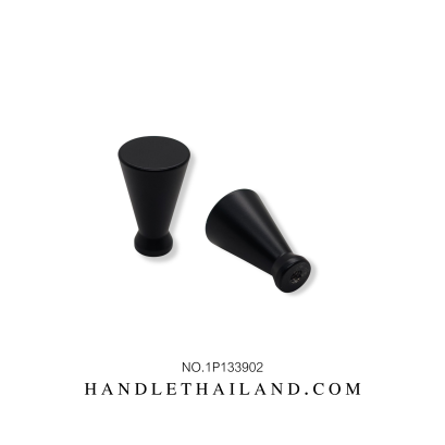 ปุ่มจับทรงกรวย (ซิงค์) สีดำด้าน, เทาแฮร์ไลน์ 17x28 mm. 1P133