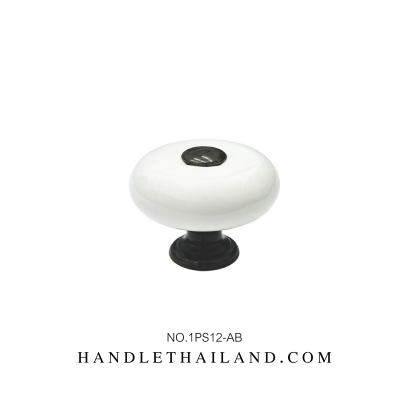 ปุ่มจับ (เซรามิก) สีขาว+ดำ 33x25 mm. 1PS12-AB