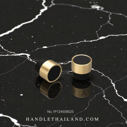 ปุ่มจับอลูมิเนียม สีทอง-ดำ 25x25mm.