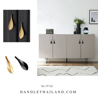 ปุ่มจับ ซิ้งค์อัลลอยด์ สีดำด้าน, ทองแฮร์ไลน์ (32 mm.) | 1P132