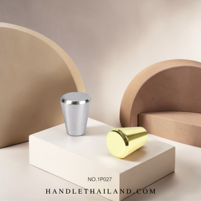 ปุ่มจับทรงกรวย (ซิงค์) สีทองเงา, นิกเกิลปัดแฮร์ไลน์ 20x25 mm. 1P027